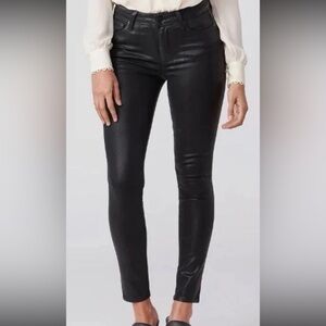 NWT Paige Hoxton Ultra Skinny Luxe Coating Wax Denim in Black Jeans Size 23